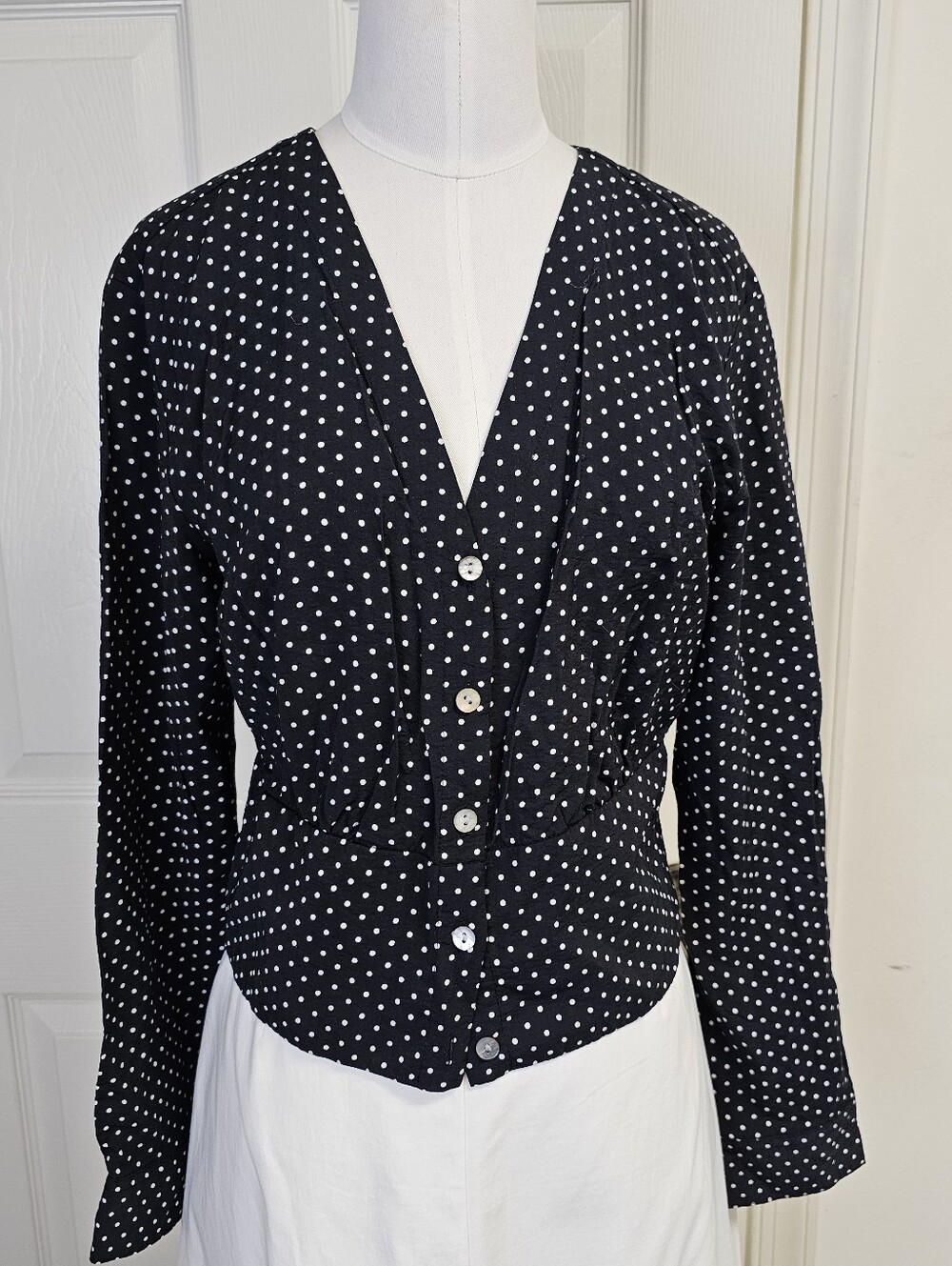 Madewell Black and White Polka Dot Button-Down Top Size S